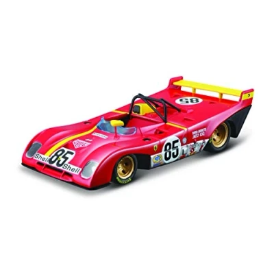 Afbeelding van Bburago Ferrari 312P &#039;72: miniatuurauto in schaal 1:43, Racing serie, geschenkdoos, 12 cm, rood #85 (18 36302)