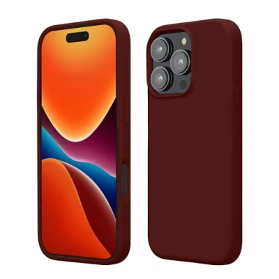 Afbeelding van kwmobile telefoonhoesje geschikt voor Apple iPhone 16 Pro Hoesje met siliconen coating Smartphone case in wijnrood