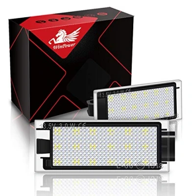 Afbeelding van WinPower Led kentekenplaatverlichting, achterlicht, 18 SMD 6000 K, Xenon wit, foutvrij, voor Laguna/Vel Stis/Megane/Master/Clio/Twingo/Kangoo/Space enz., 2 stuks