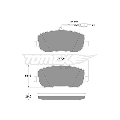 Afbeelding van TOMEX brakes TX 13 34 Remblokkenset Vooras Incl. slijtage waarschuwingscontact PEUGEOT: 807, Expert I Van, Platform/Chassis, CITROËN: C8