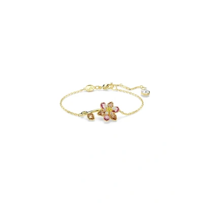 Afbeelding van Swarovski Bracelet Idyllia, Tailles variées, Fleur, Multicolore, Placage de ton or