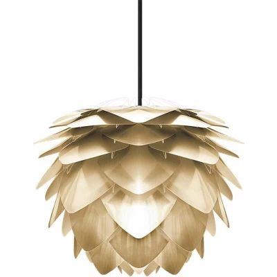 Afbeelding van Umage Silvia Mini hanglamp brushed brass met koordset zwart Ø 32
