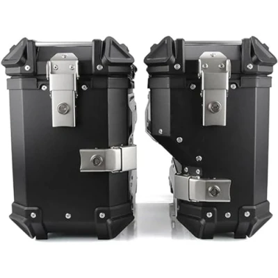 Afbeelding van CORGLI Universele zijkoffer voor motorfiets, harde koffer, zijkoffer, waterdicht, aluminium, 38 liter, A2, zwart