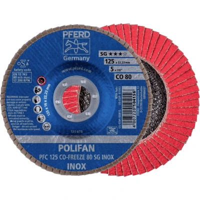 Afbeelding van PFERD 67712580 PFC 125 CO FREEZE 80 SG INOX Lamellenschijf Diameter mm Boordiameter 22.23 Legering op nikkelbasis, Superlegeringen nikkel of