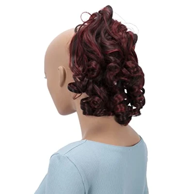 Afbeelding van CAISHA Haarstukje scrunchie Updo Volumineus Bun Slordig Krullend Rood Zwart Gestreept G33L