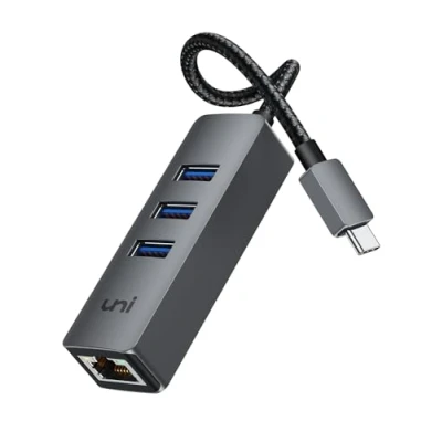 Afbeelding van USB C naar Ethernet adapter, uni hub met RJ45 Gigabit LAN netwerkadapter, compatibel MacBook Pro 2020/2019, iPad 2020/2018, Air Surface Book 2 Space Grey