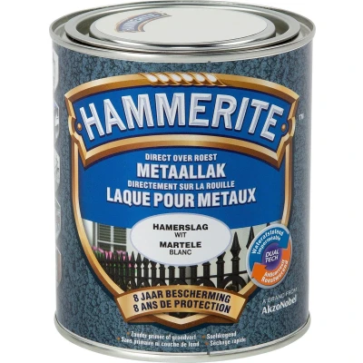 Afbeelding van Hammerite Metaallak Hamerslag Wit 0.75L