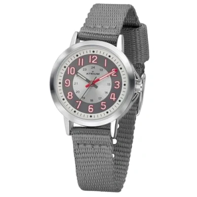 Afbeelding van ATRIUM Horloge Kinderen Jongens Meisjes Staal Grijs &amp; Zilverkleurig Analoog 3 bar Waterdicht Leercijferblad Verstelbaar Nylon Bandje (13 17 cm) Leren Duidelijk Quartz Uurwerk Edelstalen Sluiting A46 10