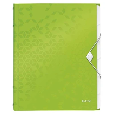Image de Leitz WOW 46330054 Trieur A4 pour jusqu&#039;à 200 feuilles, 6 compartiments avec onglets ranger le contenu, fermeture élastique, vert,