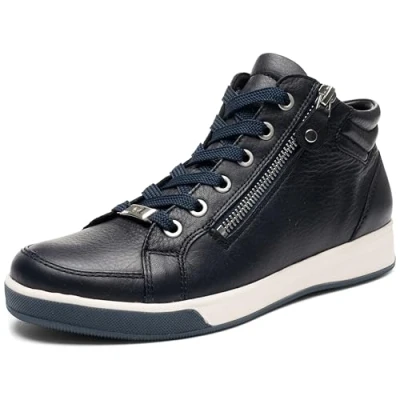 Afbeelding van Ara 1244499 hoge sneakersVeterlaarzenDames veterschoenenDames sneakersHalf schoenen Kleur: Blauw Maat: 42
