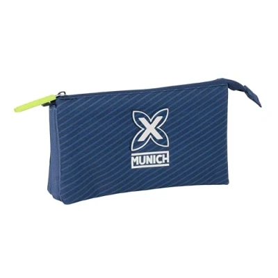 Afbeelding van Pennenetui met 3 vakken Munich Blue indigo Blauw 22 x 12 cm