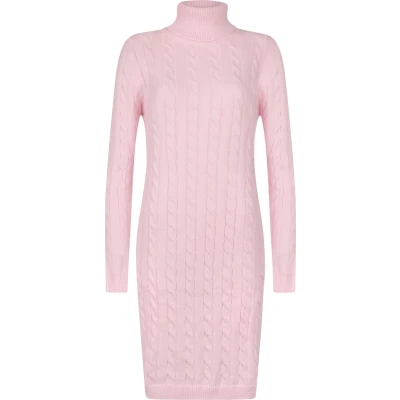 Afbeelding van Felix Hardy Cable Turtleneck Etuijurk, Dames, Maat: Large, Light pink