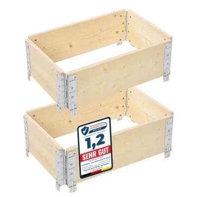 Afbeelding van Garronda Palletrand 2 Pack 60x40x20 cm Natuurlijk Bloemen Kruiden Palletframe Natuurlijke Verhoogde Bloembedden GD BUD PAL