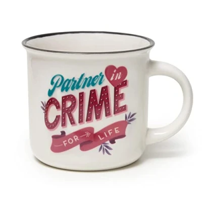 Afbeelding van Legami Cup Puccino, porseleinen mok New Bone China Tema Partner en Crime, Take a Break Collection, inhoud 350 ml, vaatwasmachinebestendig, magnetronbestendig