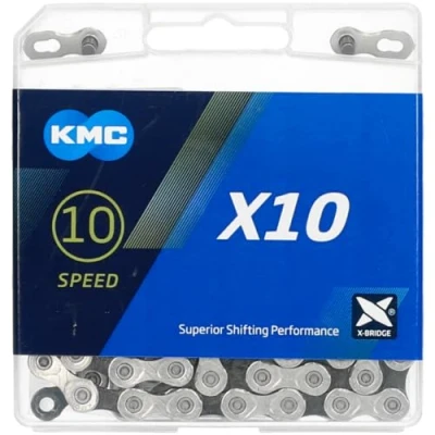 Image de KMC Unisexe Adulte Silver/Black X10 Chaîne 10 vitesses, 114 maillons, argent/noir