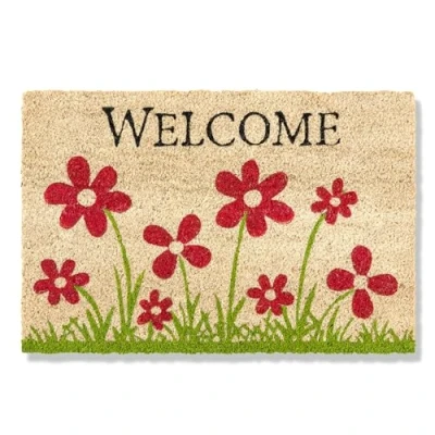 Afbeelding van Voetmat kokos bloemenweide natuur deurmat 40x60 cm antibacteriële ingangsmat kokosmat met vinylrug natuurlijk materiaal 100%