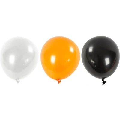Afbeelding van Creotime Ballonnen Voor Helium Zwart/ Oranje/ Wit 10 Stuks