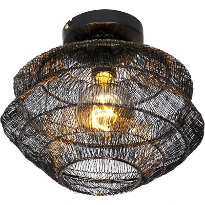 Afbeelding van QAZQA Oosterse plafondlamp zwart 25 cm Vadi