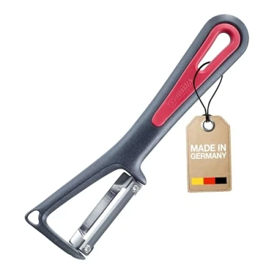 Afbeelding van Westmark Gallant 29012270 Universele dunschiller met uitsteekvormpje, geschroefd lemmet van roestvrij staal, kleur: zwart/rood