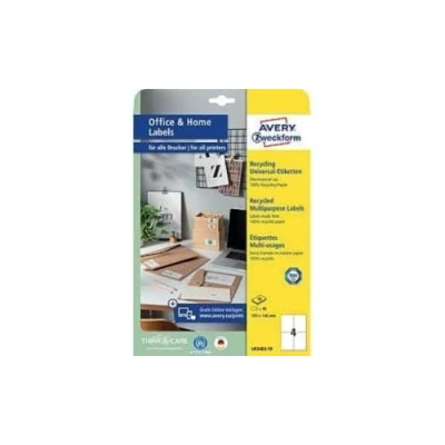 Afbeelding van Etiket Avery Zweckform LR3483 10 105x148mm recycled wit 40stuks