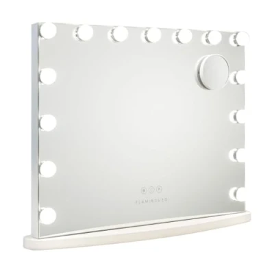 Afbeelding van Flamingueo make upspiegel led spiegel met 15 lampen, verlichte upspiegel, 3 modi, ovale basis, Hollywood spiegel, USB poort