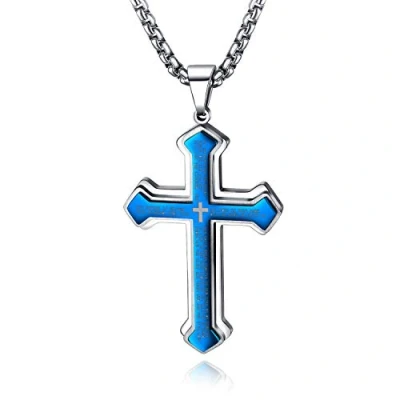 Afbeelding van Ketting Man Hanger Kruis Roestvrij staal Cubaanse Kettingen Zilver Goud 60cm Biker Punk Rock Accessoires Man,