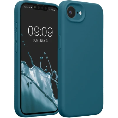 Afbeelding van kwmobile telefoonhoesje geschikt voor Apple iPhone 16e TPU backcover met siliconen coating Smartphone case in mat petrol