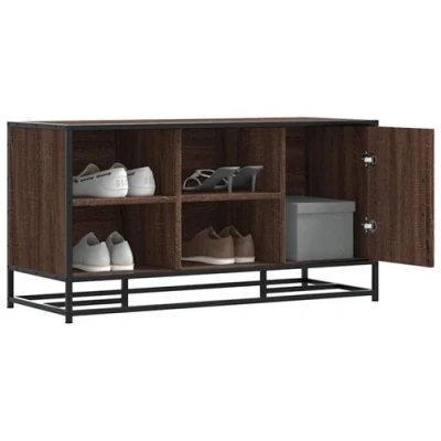 Image de vidaXL Banc à chaussures chêne marron bois d&#039;ingénierie et métal849218
