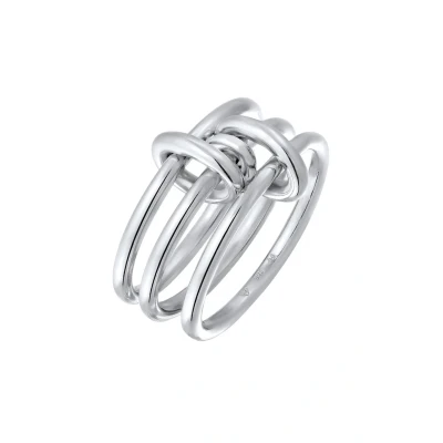 Afbeelding van Elli Stacked LOOK Ring, Dames, Maat: 52, Silber
