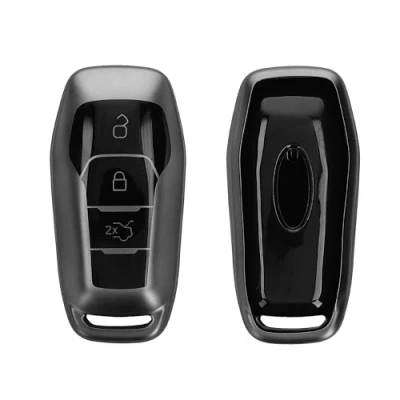 Afbeelding van kwmobile autosleutel hoesje geschikt voor Ford 3 knops MyKey (Key Free) hoes TPU behuizing Beschermende auto sleutel case Sleuteletui in mat zwart /