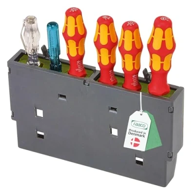 Afbeelding van raaco ToolFix Gereedschapskist voor gatenplaten en gereedschapswanden, 3,8 x 24,2 14 cm, met ruimte maximaal 6 grote gereedschappen, polypropyleen thermoplastisch elastomeer, accessoires
