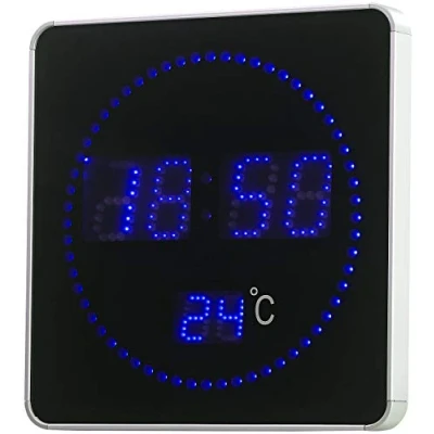 Afbeelding van Lunartec Draadloze wandklok met blauwe led en temperatuurweergave