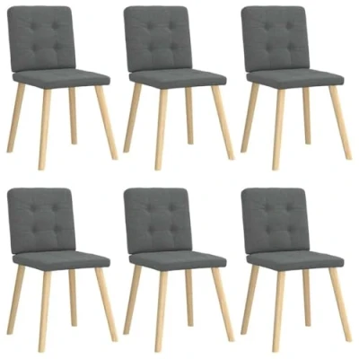Afbeelding van vidaXL Eetkamerstoelen 6 st stof donkergrijs