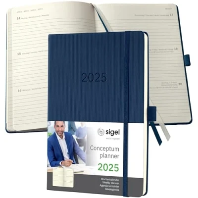 Afbeelding van Weekagenda Conceptum A5 2025 (NL/FR/EN/DU) midnight Blue Hardcover