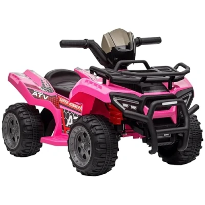 Afbeelding van HOMCOM Quad Buggy Elektrische auto voor kinderen, quad, elektrisch, 18 36 maanden, 6 V, 2 km/u, max. roze
