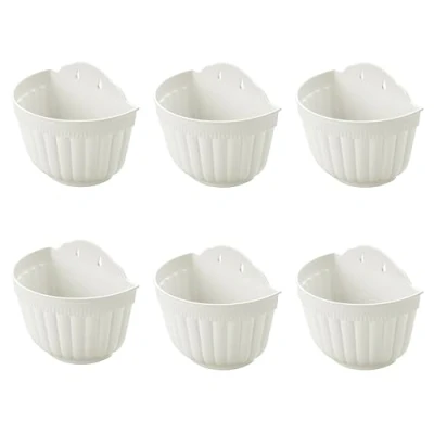 Afbeelding van ORIMERC Set van 6 bloempotten om aan de muur op te hangen, 25,4 cm, voor woonkamer, raam, binnen en buiten, bloemenmand keuken, kruiden, balkon, leuning, rek