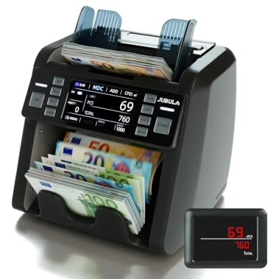 Afbeelding van Jubula MV 550 bankbiljettenteller voor gemengde bankbiljetten en valse bankbiljettendetector UV/MG/IR/DD/2CIS enz. Exact EUR USD GBP SEK CHF Geldteller Geldmeter (MV 550)
