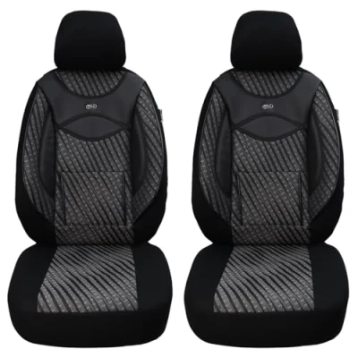 Afbeelding van BREMER SITZBEZÜGE Op maat gemaakte stoelhoezen voor Ford Tourneo Transit Custom bestuurders en passagiers vanaf 2012 2022/115 patroon zwart/grijs