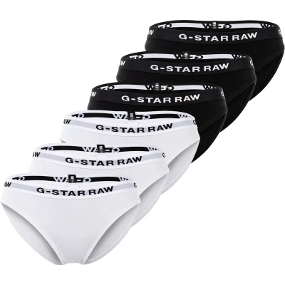 Afbeelding van G STAR RAW, 6ER PACK, Stretch Slip, Dames, Maat: 42, Schwarz weiß