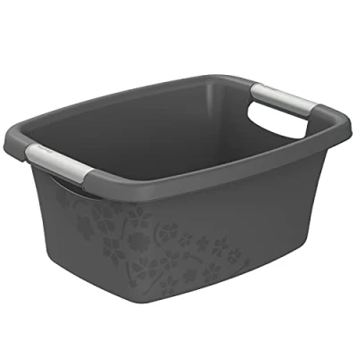 Afbeelding van Rotho Flowers Wasmand, 12 l, kunststof (PP) BPA vrij, antraciet, l (39,5 x 29,4 17,5 cm)