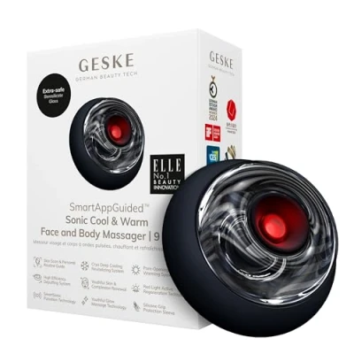 Afbeelding van GESKE Sonic Cool &amp; Warm Face Body Massager 9 in 1 Elektrisch massageapparaat Gezicht en lichaam Koelen opwarmen zonder batterij Verstevigen, ontspant leegloopt de huid af