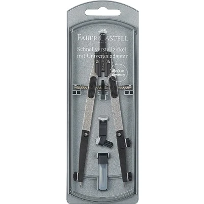 Afbeelding van FABER CASTELL 174014 scharnierpasser, snel verstelbaar, met penhouder, reserveonderdelen en passervullingen voor school training