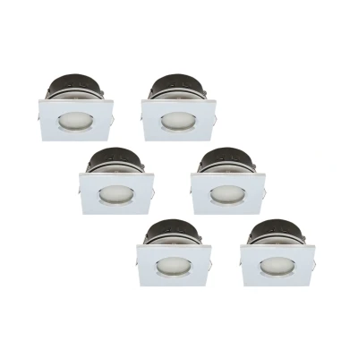 Afbeelding van Inbouwspot, Vierkant, Waterdicht IP44, Chroom, 6 Pack GU5.3 / MR16 Fitting (12V) Standaard