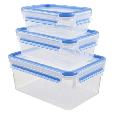 Afbeelding van Emsa 508566 Clip &amp; Close voedsel, transparant/blauw, 0,55/1/2,3 L, set van 3 blikken