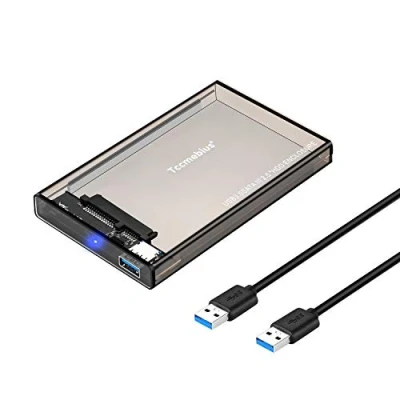 Afbeelding van Tccmebius Externe harde schijfbehuizing, adapter USB 3.0 naar SATA voor 2,5 inch, 9,5 mm, 7 HDD SSD tot 6 TB, installatie zonder gereedschap, ondersteunt UASP automatische slaapfunctie