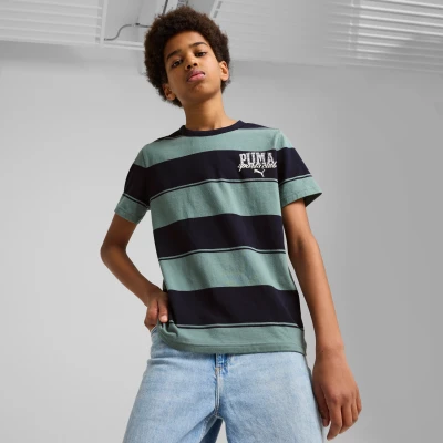 Afbeelding van PUMA Class gestreept T shirt voor Heren, Groen, Maat 9 10Y