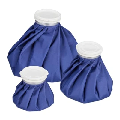 Afbeelding van ijszak set van 3 hot cold packs lekvrij herbruikbaar elastisch warmwaterkruik blauw