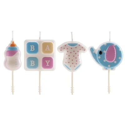 Afbeelding van dekora Set verjaardagskaarsen voor babytaart 4 stuks