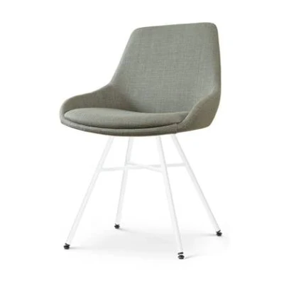 Afbeelding van Nolon Noa Isa Eetkamerstoel Groen Stof Wit Onderstel Design Scandinavisch Comfortabel