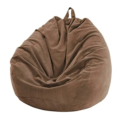 Afbeelding van Chickwin Peer Zitzak, Corduroy Peren Fauteuil zonder Vulling voor Buiten en Binnen Ontspanning, Loungestoel, Slaapkamer Kussen (Bruin, 85x110cm)